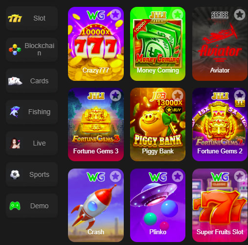 Main screen of luckywinne777 game page for PK players - 4